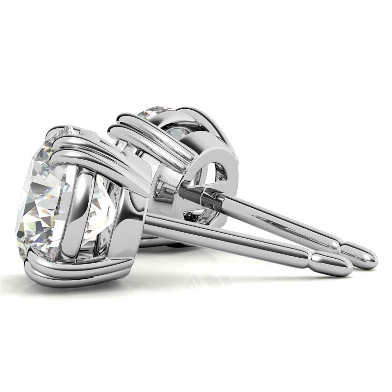 Round Double Prong Basket Moissanite Stud Earrings