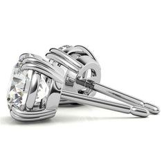 Round Double Prong Basket Moissanite Stud Earrings