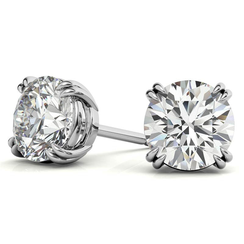 Round Double Prong Basket Moissanite Stud Earrings