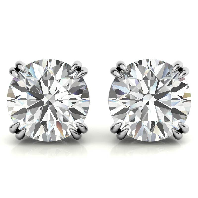 Round Double Prong Basket Moissanite Stud Earrings