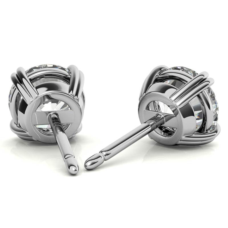 Round Double Prong Basket Moissanite Stud Earrings