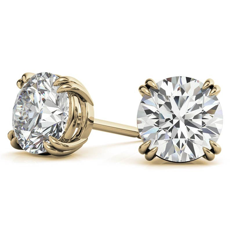 Round Double Prong Basket Moissanite Stud Earrings