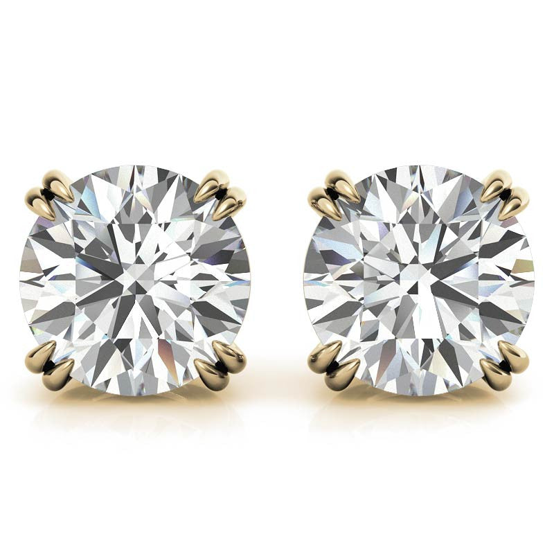 Round Double Prong Basket Moissanite Stud Earrings
