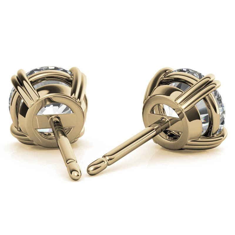 Round Double Prong Basket Moissanite Stud Earrings