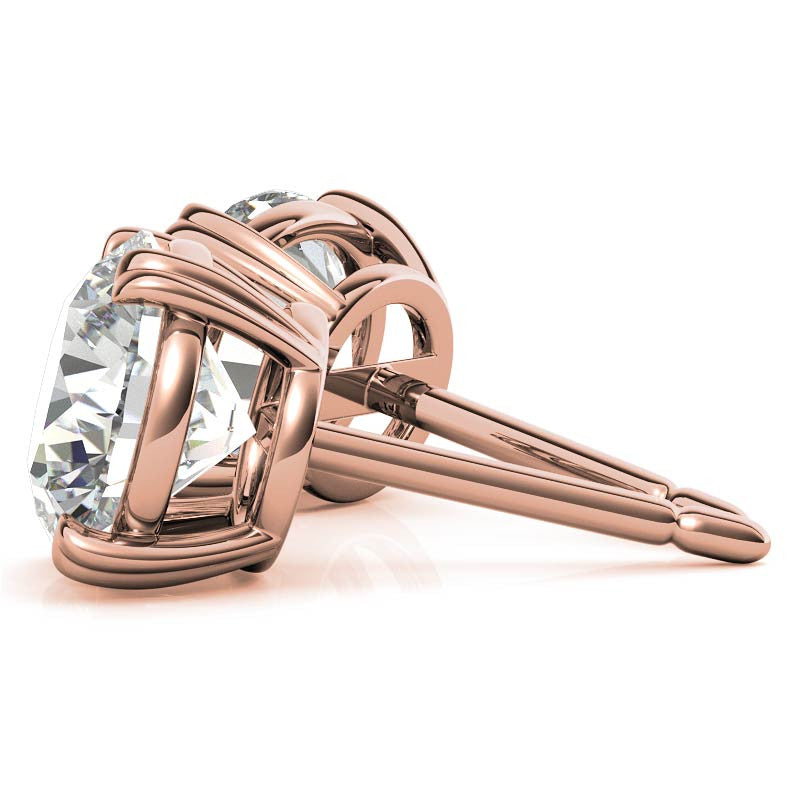 Round Hearts-on-Top Basket Moissanite Stud Earrings