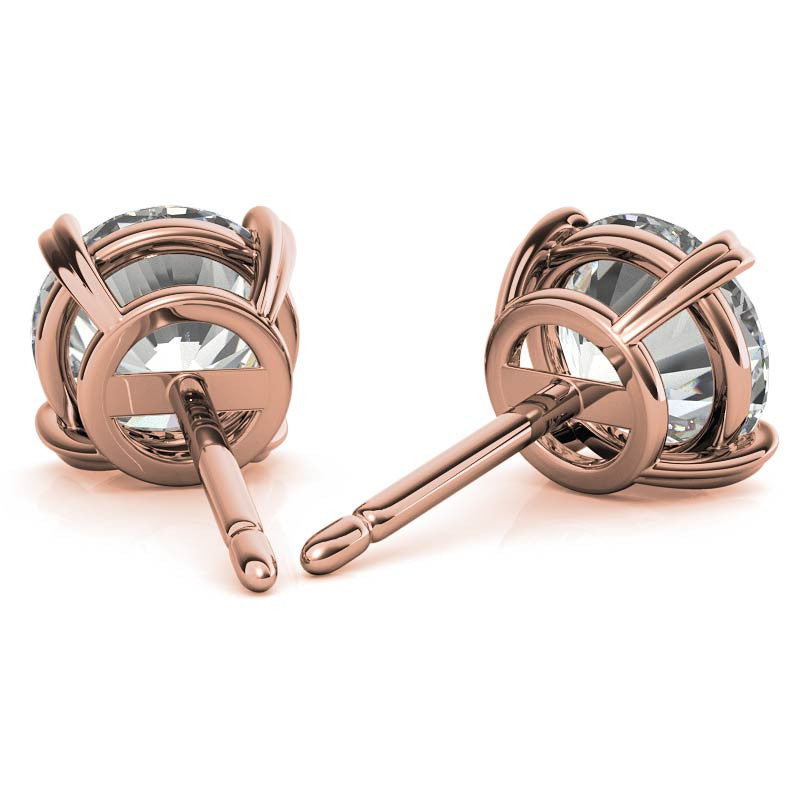Round Hearts-on-Top Basket Moissanite Stud Earrings