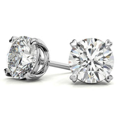 Round Hearts-on-Top Basket Moissanite Stud Earrings