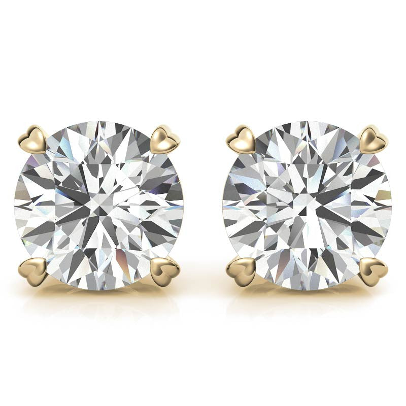 Round Hearts-on-Top Basket Moissanite Stud Earrings