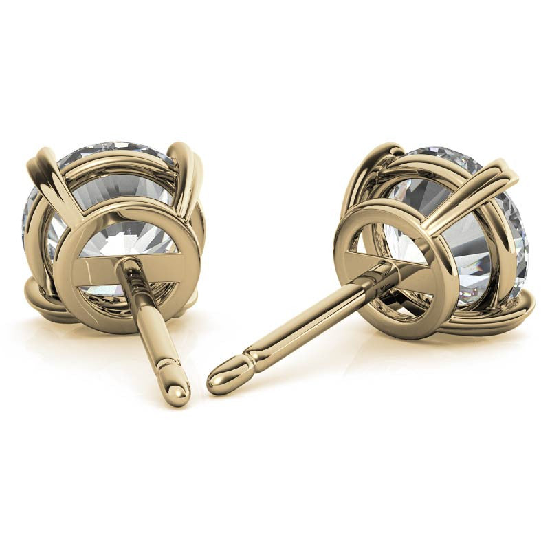 Round Hearts-on-Top Basket Moissanite Stud Earrings