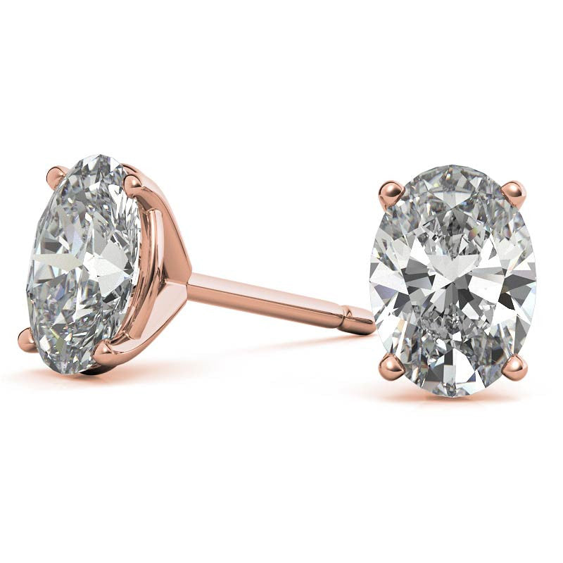 4-prong Oval Martini Moissanite Stud Earrings