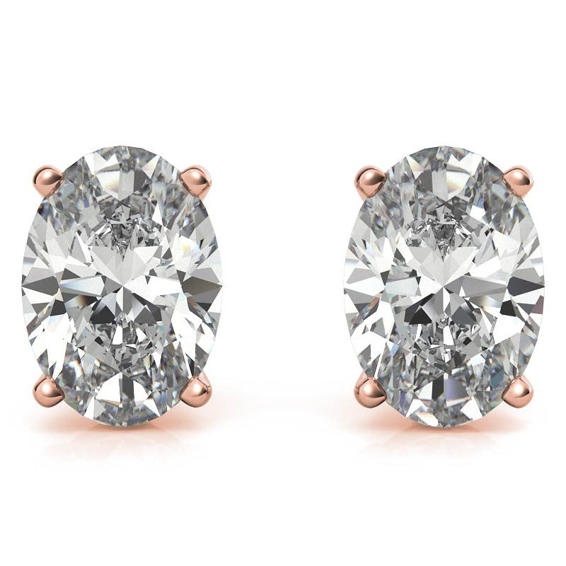 4-prong Oval Martini Moissanite Stud Earrings
