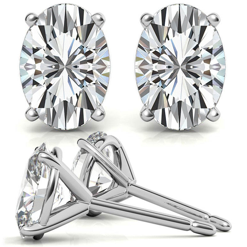 4-prong Oval Martini Moissanite Stud Earrings