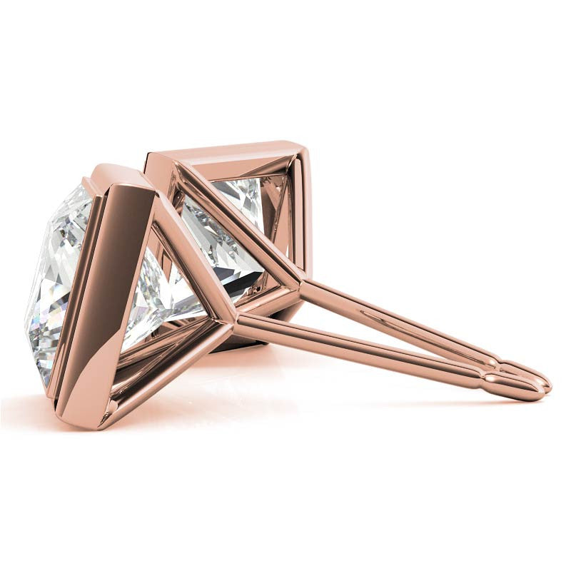 Bezel Martini Princess Moissanite Stud Earrings
