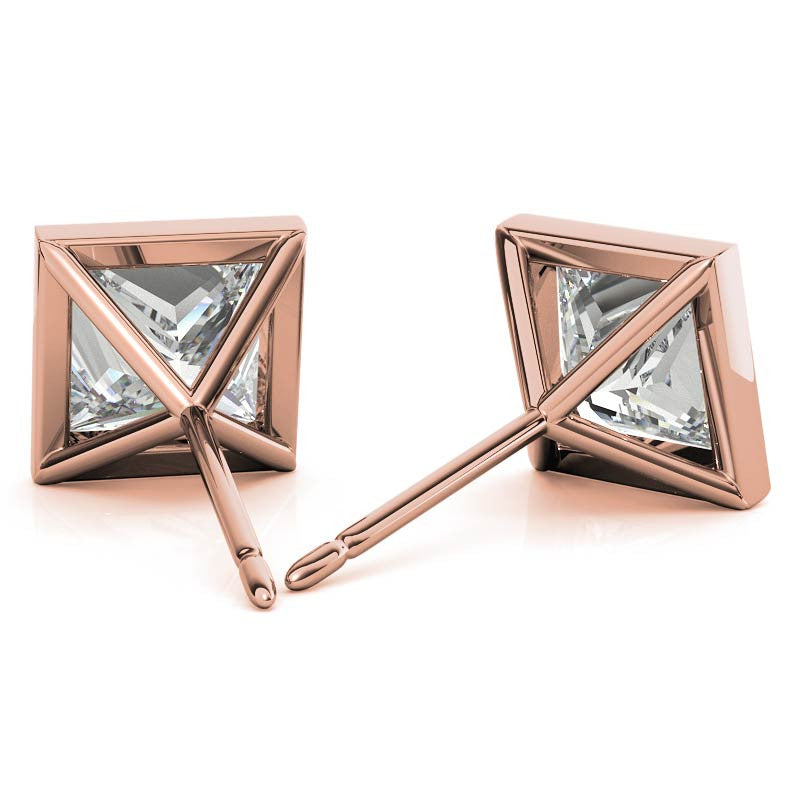 Bezel Martini Princess Moissanite Stud Earrings