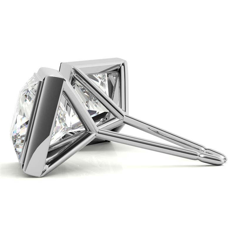 Bezel Martini Princess Moissanite Stud Earrings