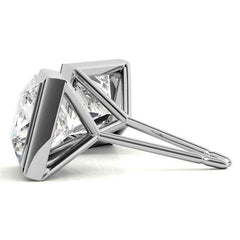 Bezel Martini Princess Moissanite Stud Earrings