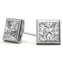 Bezel Martini Princess Moissanite Stud Earrings