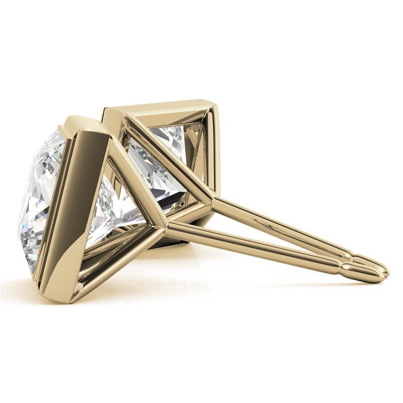 Bezel Martini Princess Moissanite Stud Earrings