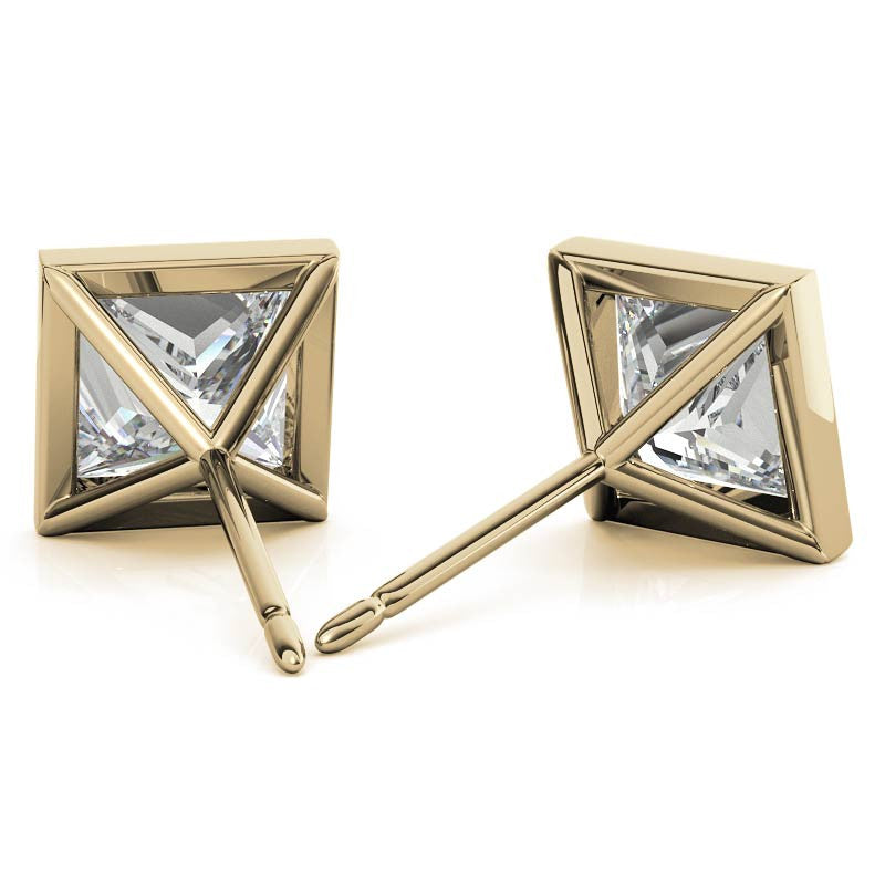 Bezel Martini Princess Moissanite Stud Earrings