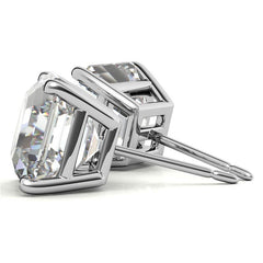 Low Profile Asscher Moissanite Basket Stud Earrings