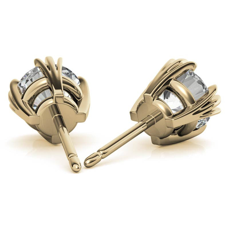 Triple Prong Round Basket Moissanite Stud Earrings