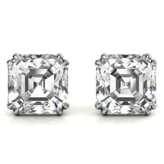 Asscher Double Prong Basket Moissanite Stud Earrings