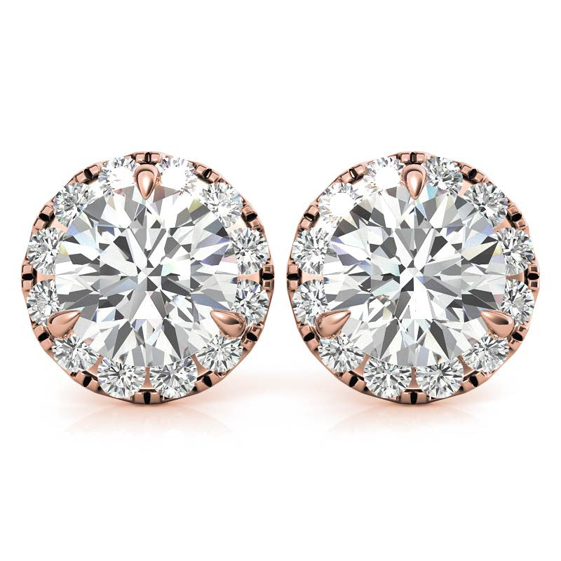 Round Martini Halo Moissanite Stud Earrings