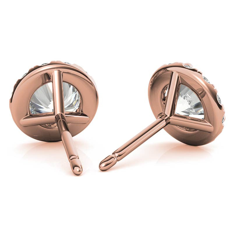 Round Martini Halo Moissanite Stud Earrings