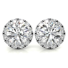 Round Martini Halo Moissanite Stud Earrings
