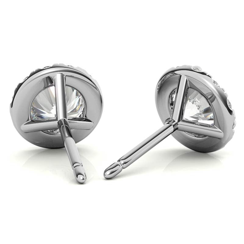 Round Martini Halo Moissanite Stud Earrings