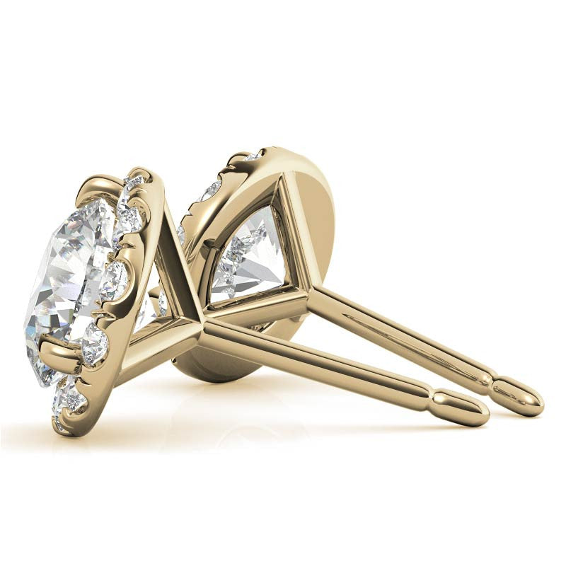 Round Martini Halo Moissanite Stud Earrings