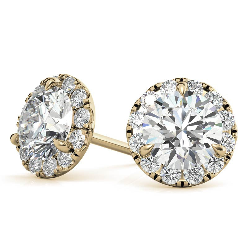 Round Martini Halo Moissanite Stud Earrings