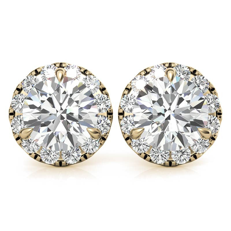 Round Martini Halo Moissanite Stud Earrings