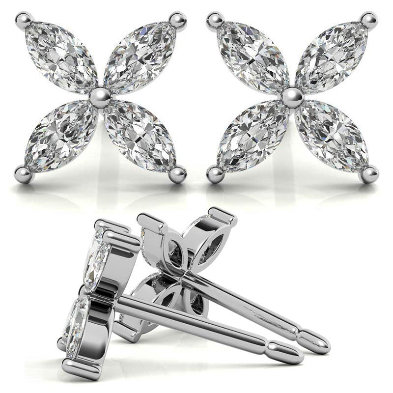 Marquise cut Moissanite Stud Earrings