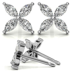 Marquise cut Moissanite Stud Earrings