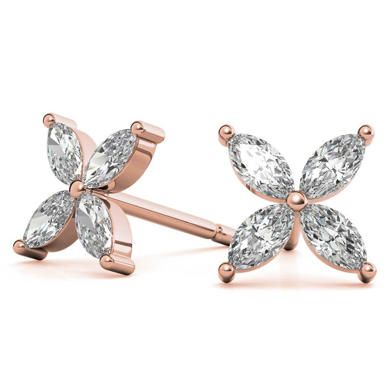 Marquise cut Moissanite Stud Earrings
