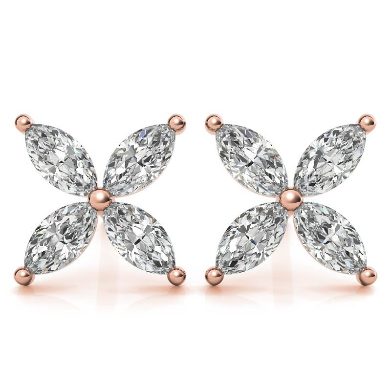 Marquise cut Moissanite Stud Earrings