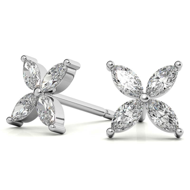 Marquise cut Moissanite Stud Earrings