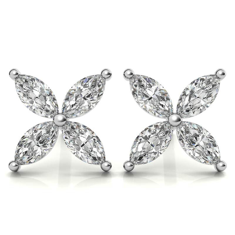 Marquise cut Moissanite Stud Earrings