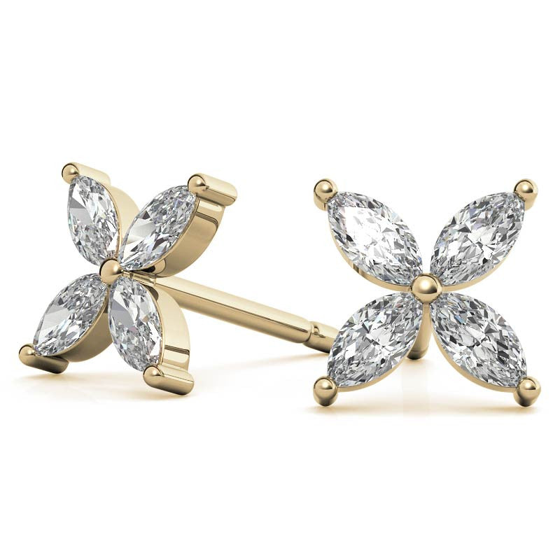 Marquise cut Moissanite Stud Earrings