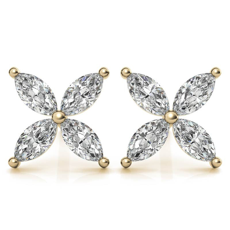 Marquise cut Moissanite Stud Earrings