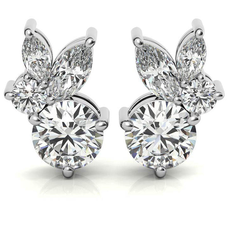 0.77tcw Round and Marquise Accented Moissanite Stud Earrings