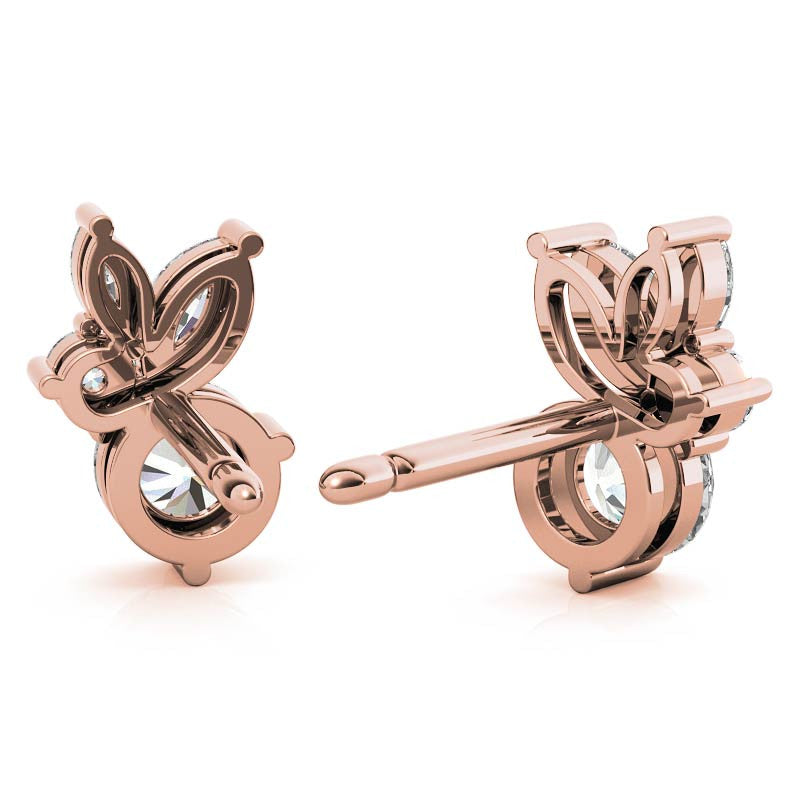 0.77tcw Round and Marquise Accented Moissanite Stud Earrings