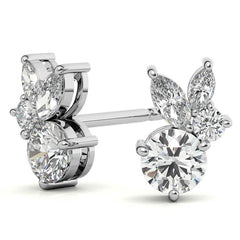 0.77tcw Round and Marquise Accented Moissanite Stud Earrings