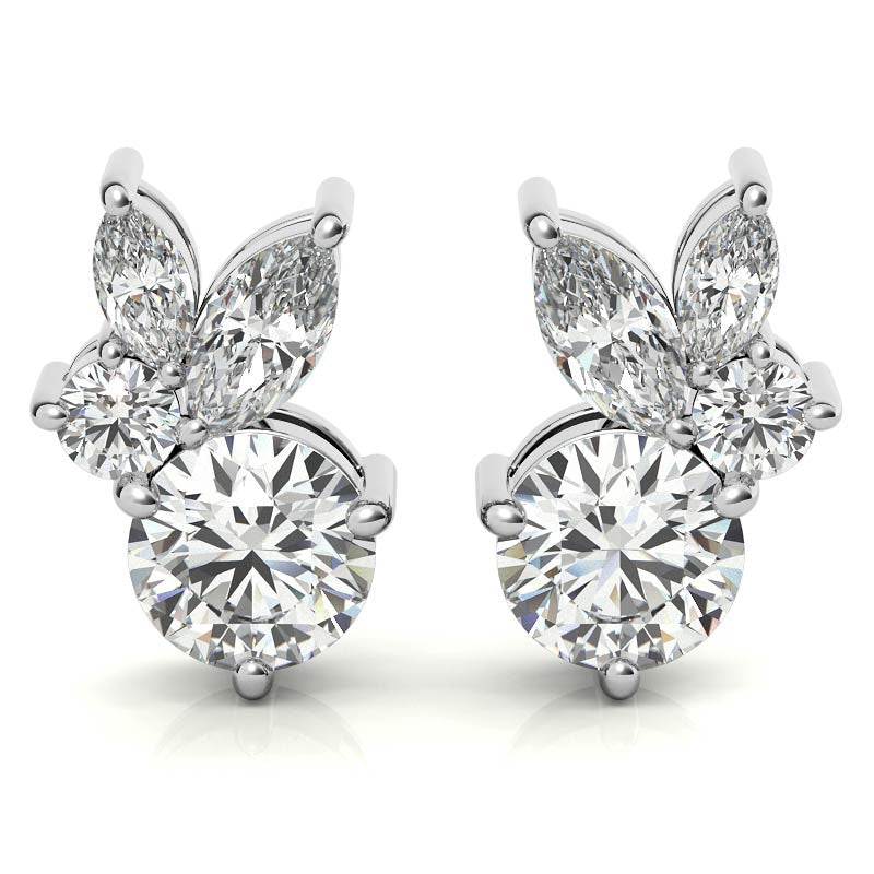 0.77tcw Round and Marquise Accented Moissanite Stud Earrings