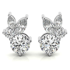 0.77tcw Round and Marquise Accented Moissanite Stud Earrings