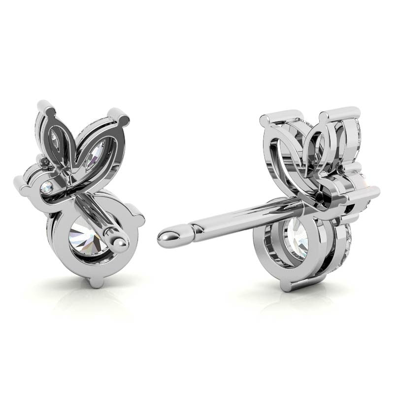0.77tcw Round and Marquise Accented Moissanite Stud Earrings