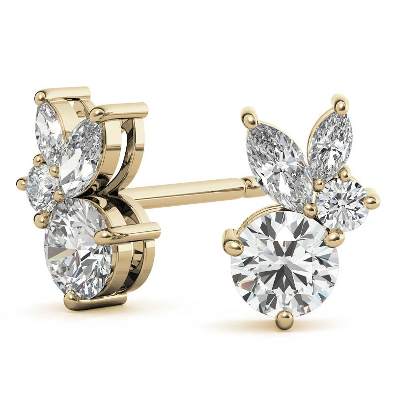 0.77tcw Round and Marquise Accented Moissanite Stud Earrings