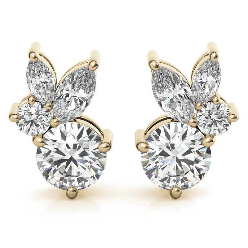 0.77tcw Round and Marquise Accented Moissanite Stud Earrings