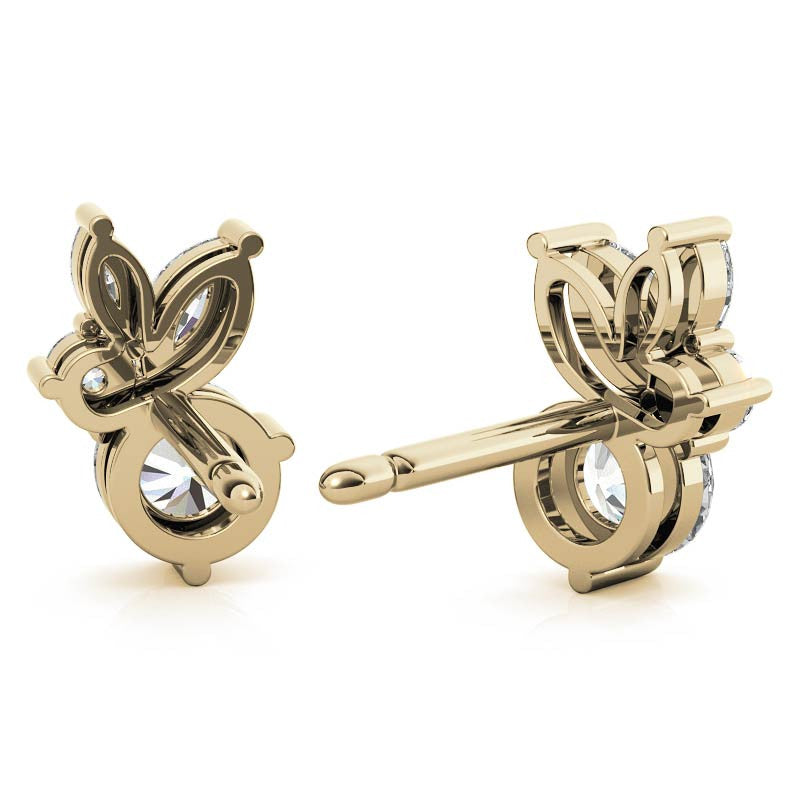 0.77tcw Round and Marquise Accented Moissanite Stud Earrings